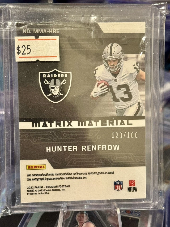 2022 Panini Obsidian Hunter Renfrow Matrix Material Auto 023/100 Raiders - Image 2 of 2