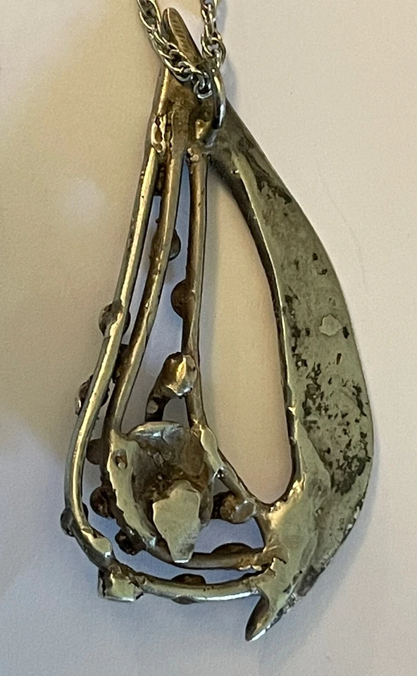 Colgante PLATA ESTERLINA 925 hecho a mano único cadena 24" 2" X 1 1/8" 16g Foto 4 de 4