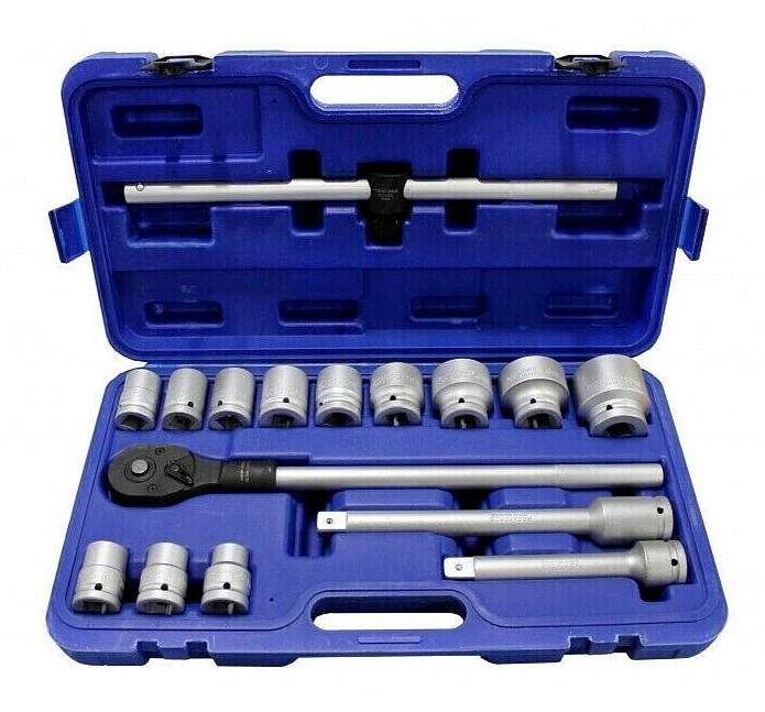 Coffret cliquet 3/4 douilles 6 pans 17-50 mm pour poids lourd et engin