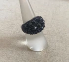 VINTAGE Joan Boyce BLACK Crystal 925 Sterling Silver Cocktail Ring *SIZE 6*
