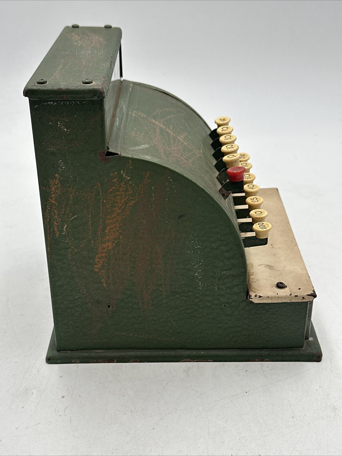 как выглядит Vntg Tom Thumb Toy Cash Register Green Metal 1950 Western Stamping Co USA Works фото