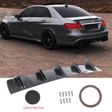 Carbon Fiber Style Car Rear Bumper Lip Diffuser Shark 5 Fins For Mercedes Benz 