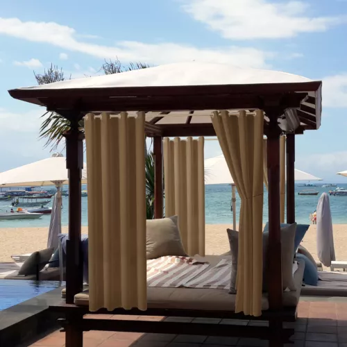 1/2 Stück Wasserdicht Outdoor Terrasse Vorhänge 52" Breit Sichtschutz Verdunkelung Pergola Schatten - Bild 112 von 124