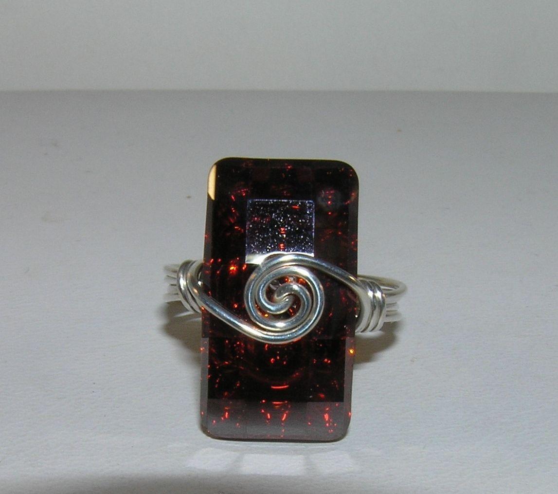 Red Magma Crystal Faceted Sparkly Ring Hand Wrapped Sterling Red Magma Crystal Faceted Sparkly Ring Hand Wrapped Sterling
