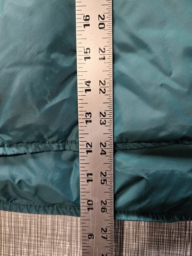 Vtg Woolridge Puffer Down Filled Vest Size Large Spruce Teal Snap Front Hiking - Picture 9 of 14