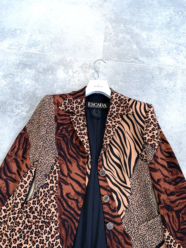 Oversized Vintage Women's ESCADA MARGARETHA LEY Leopard Blazer EU 36 UK 8 - 10 S - Image 3 of 4