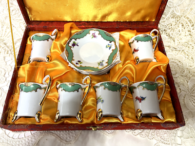 Tiger Yedi Fine Porcelain Japan Style 6 Tea/Coffee Cups & Saucers