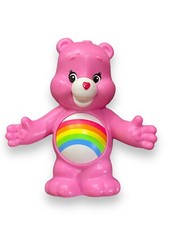 Burger King Promo Cheer Bear Care Bear With Rainbow On His Belly 4  Pink Plastic