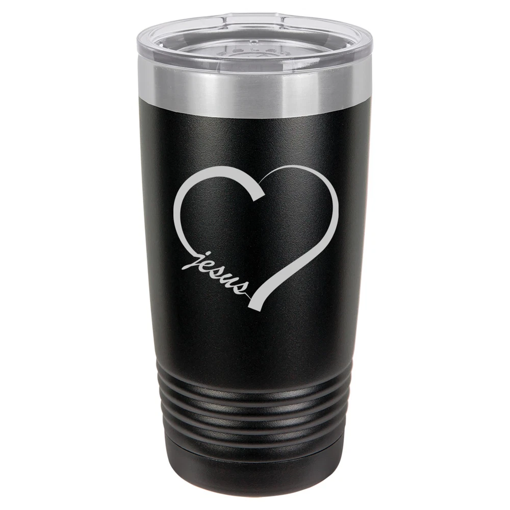 Tumbler 20oz 30oz Travel Mug Cup Vacuum Insulated Stainless Love Heart Jesus