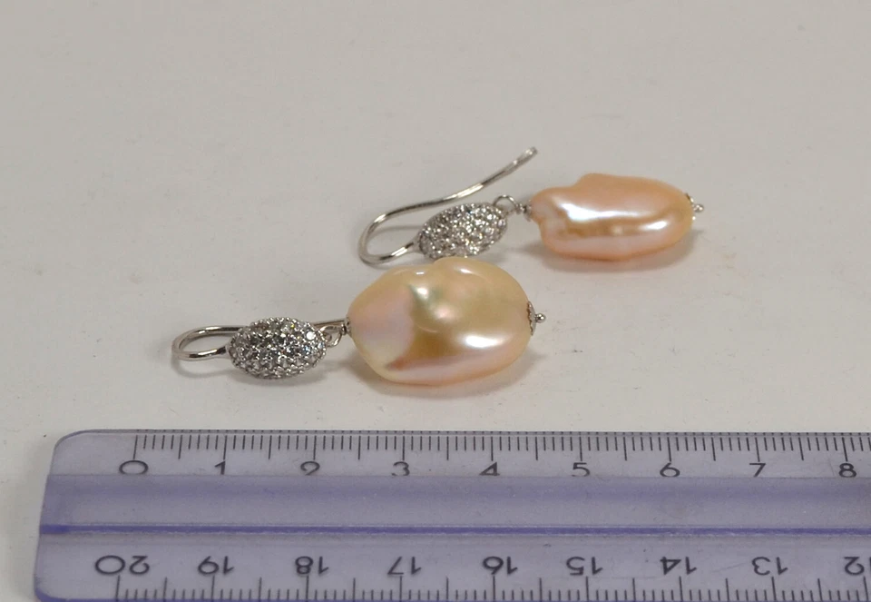 ORECCHINI IN ARGENTO 925 CON PERLE BAROCCHE MULTICOLORE E ZIRCONI AGHT 0389 A - Immagine 3 di 3