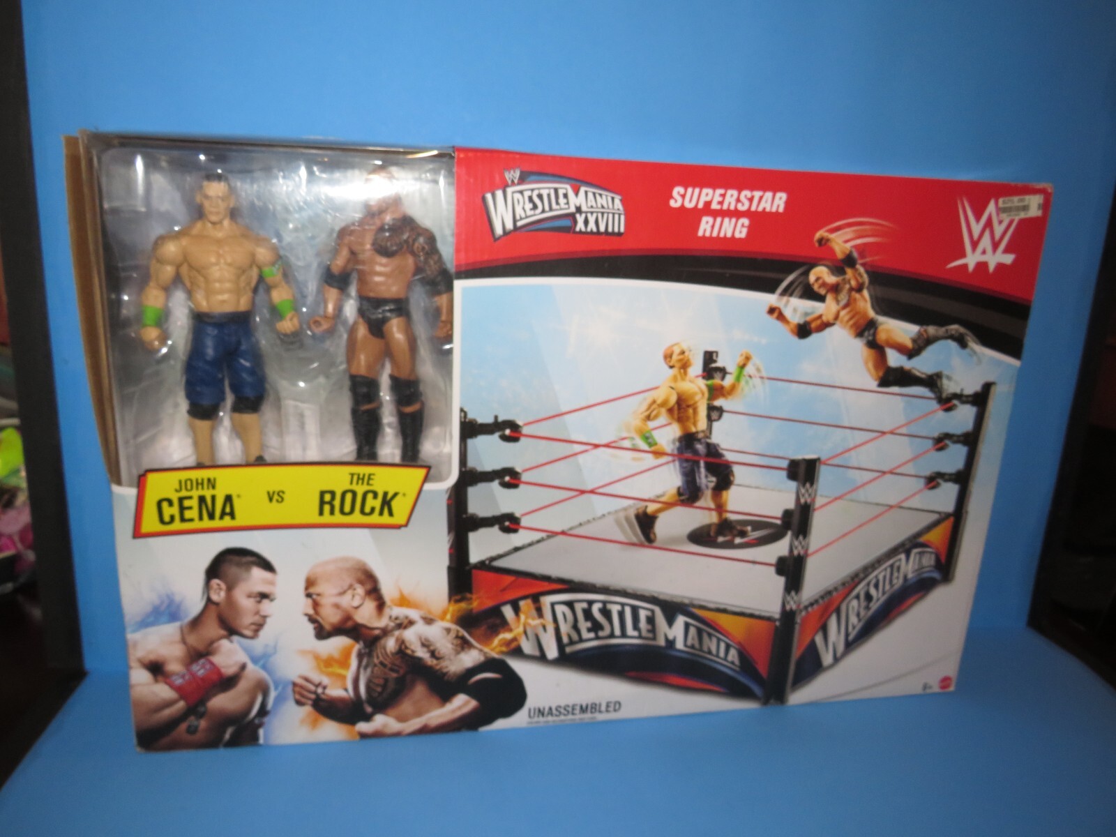 Mattel WWE NEW WrestleMania XXVIII 28 Superstar Ring John Cena & The Rock