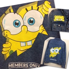 Members Only x Nickelodeon Mens XL Spongebob Denim Jacket Graphic NWT