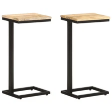 Side Tables 2 pcs 12.4"x9.6"x25.4" Rough Mango Wood