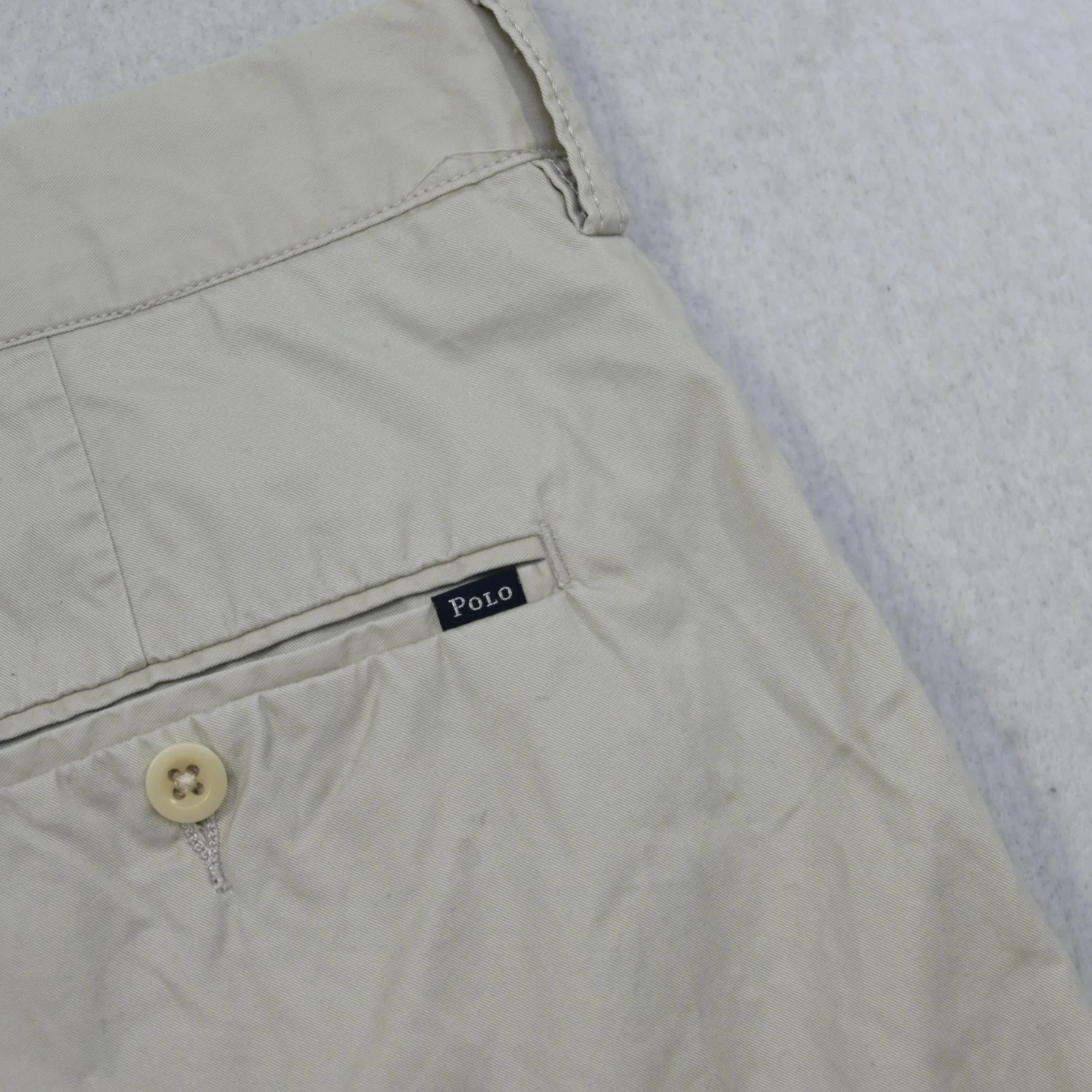 Polo Ralph Lauren Chino Shorts Beige Flat Front Pima Cotton Mens Size 36 x 9"
