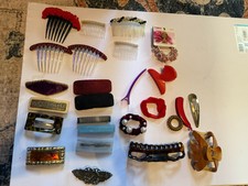 Vintage Tortoise Metal Hair Pins/Combs Lot of 24