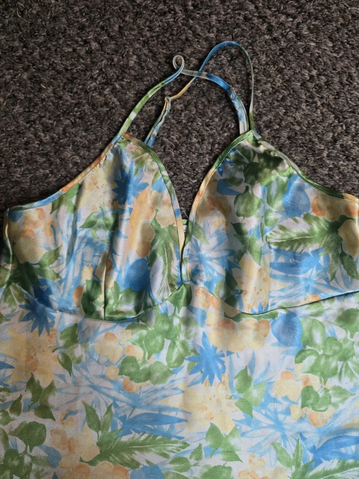 Винтажный размер средний скольжения платье ночное платье шелковистый тропический секрет сокровища - Изображение 4 из 4