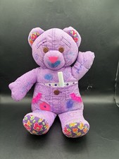 Rare Vintage 1995 16 Tyco Purple Doodle Bear Plush Teddy Bear Stuffed Animal