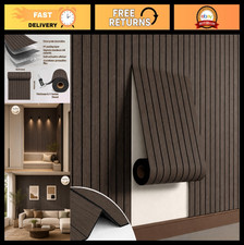 3D Faux Smoked Peel and Stick PVC Slat Wall Panel - Self Adhesive Wood Grain Wal