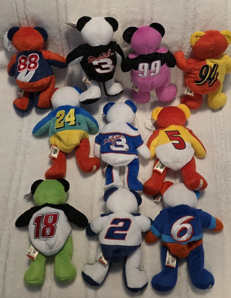 Set of 10 Team Speed Bears Beanie Bears 1999  NASCAR Racing By J.G. Motorsports - Image 2 of 4