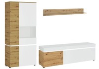 Wohnwand Luci Anbauwand 3-Teilig Eiche Artisan Weiß