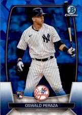 Oswald Peraza 2023 Bowman Chrome Sapphire RC #44 New York Yankees