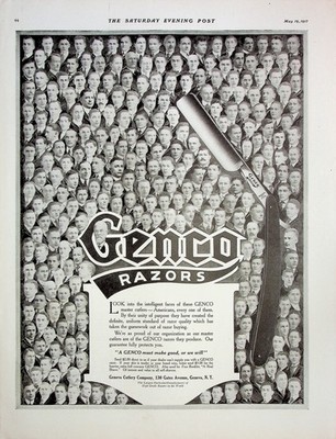 Original 1917 Vintage Health & Beauty Ad: Genco Razors Like Barber