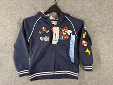 Mario Kart Hooded Jacket Boys S 6/7 Blue Graphic Full Zip Raglan Sleeve NWT