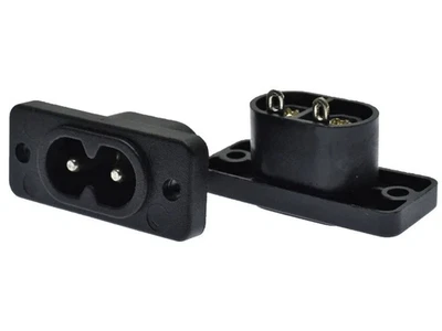 ELEKTRONIKA PLUS 2 Stück Kaltgeräte-Steckverbinder C8 Buchse 250V/2A mit 2 Loch Rahmenbefestigung