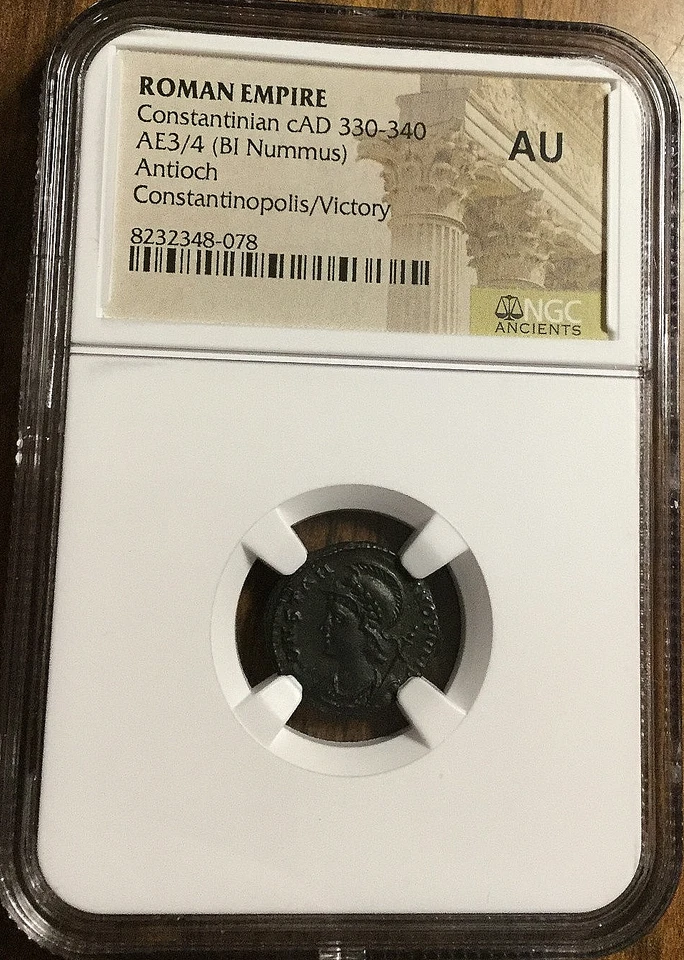 Roman Empire Constantinian cAD 330-340 AE3/4 (BI Nummus) Antioch NGC AU - Image 3 of 4