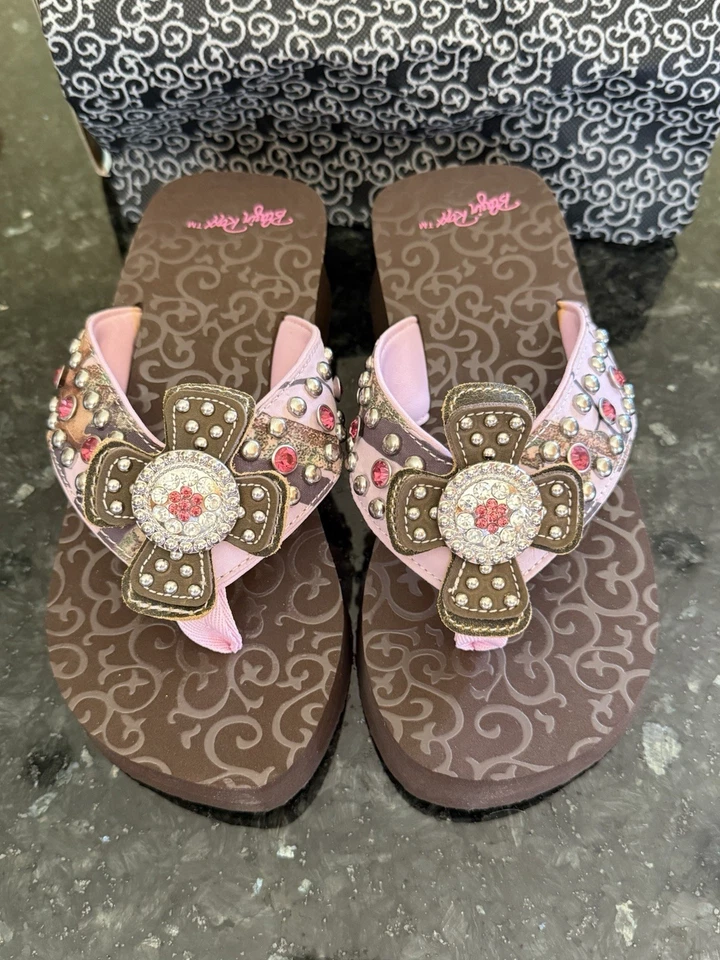 Chanclas camiseras Blazin Roxx Western rosa marrón camuflaje talla 7 nuevas en caja Foto 3 de 4