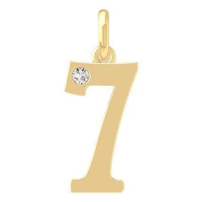 Lab Grown Diamant 14K Gelbgold Nummer 7 Halskette 18'' Silber Kabel Kette