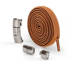 Brown Stretchy Elastic No Tie Boot Sneakers Flat Replacement Shoe Laces 2001