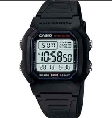 Casio W800H-1AV, 10 Year Battery,Chronograph Resin Watch, 100 Meter, Alarm, Date