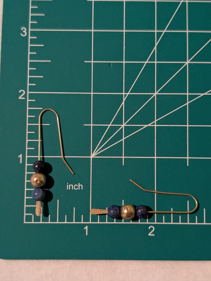 Brincos de contas de lápis-lazúli de ouro 14k designer - Imagem 2 de 2