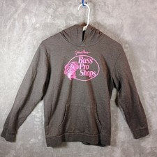 Bass Pro Shops Johnny Morris Pullover Hoodie Gray And Pink Child XL Excellent