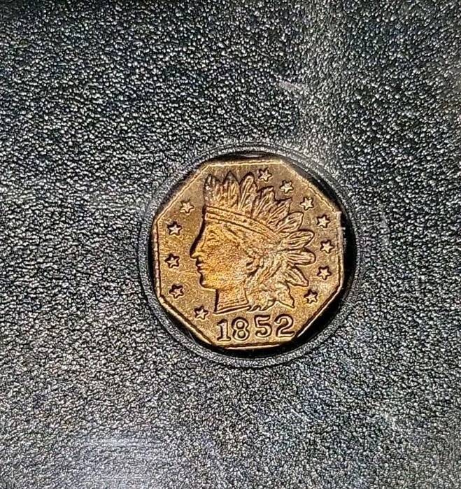 1852 Type 2 Quarter Dollar California Fractional Gold MS 65