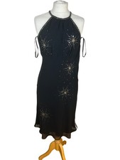 Debut Black Beaded Halter Midi Dress Size 8 with Tags
