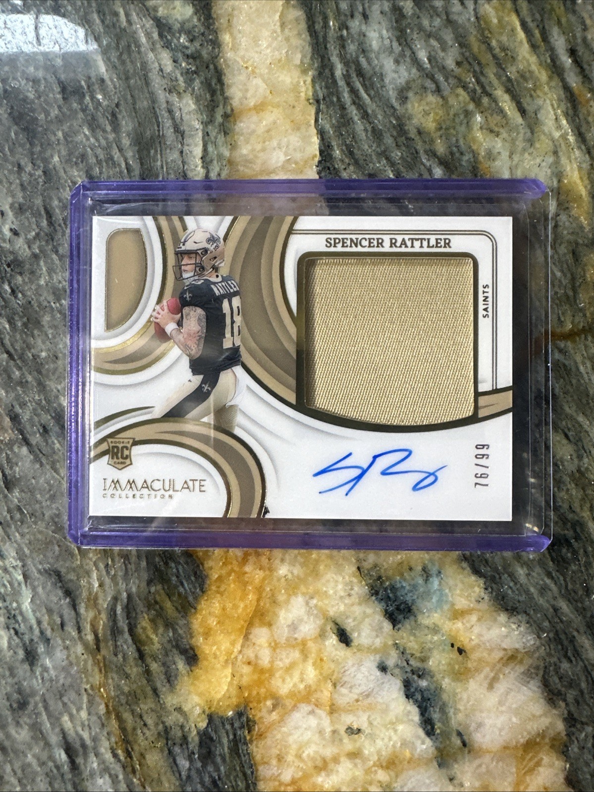 2024 Panini Immaculate Spencer Rattler Premium Patch Rookie Auto /99 Saints RC