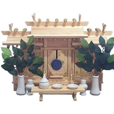Shizuoka Mokko Akutsu Small Wood Kamidana Yanechigai 3-Shrine Shinto Set Japan