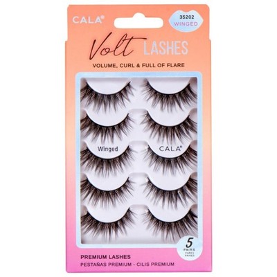 CALA Faux Mink Volt Lashes Winged (5 Pack), Medium 1 count (Pack of 5), Black 