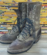 Chippewa Crazy Horse Packer Boots Retro Brown Leather Logging Men’s 7 D