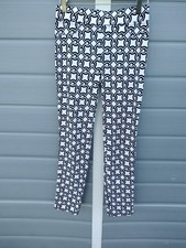 Joseph Ribkoff Womens Pull On Skinny Pants Sz 4 Black White Geometric Mid Rise
