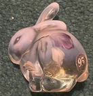 Fenton Glass Rabbit Bunny Opalescent Purple Flower Hand Painted Figurine Signed