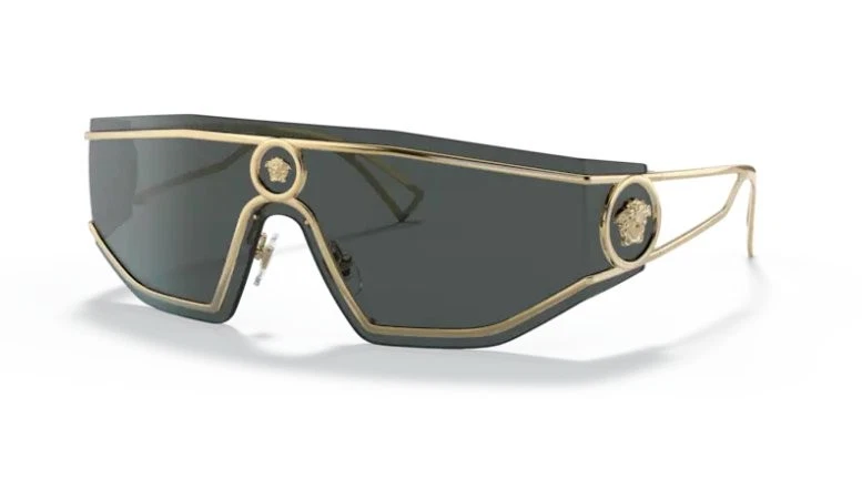 Versace VE 2226 100287 Gold Metal Shield Sunglasses Grey Lens
