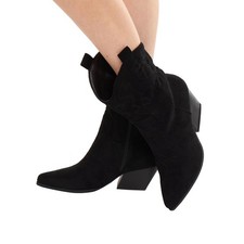 Womens Western Cowboy Boots Mid Calf Cowgirl Chunky Heel Snip Toe