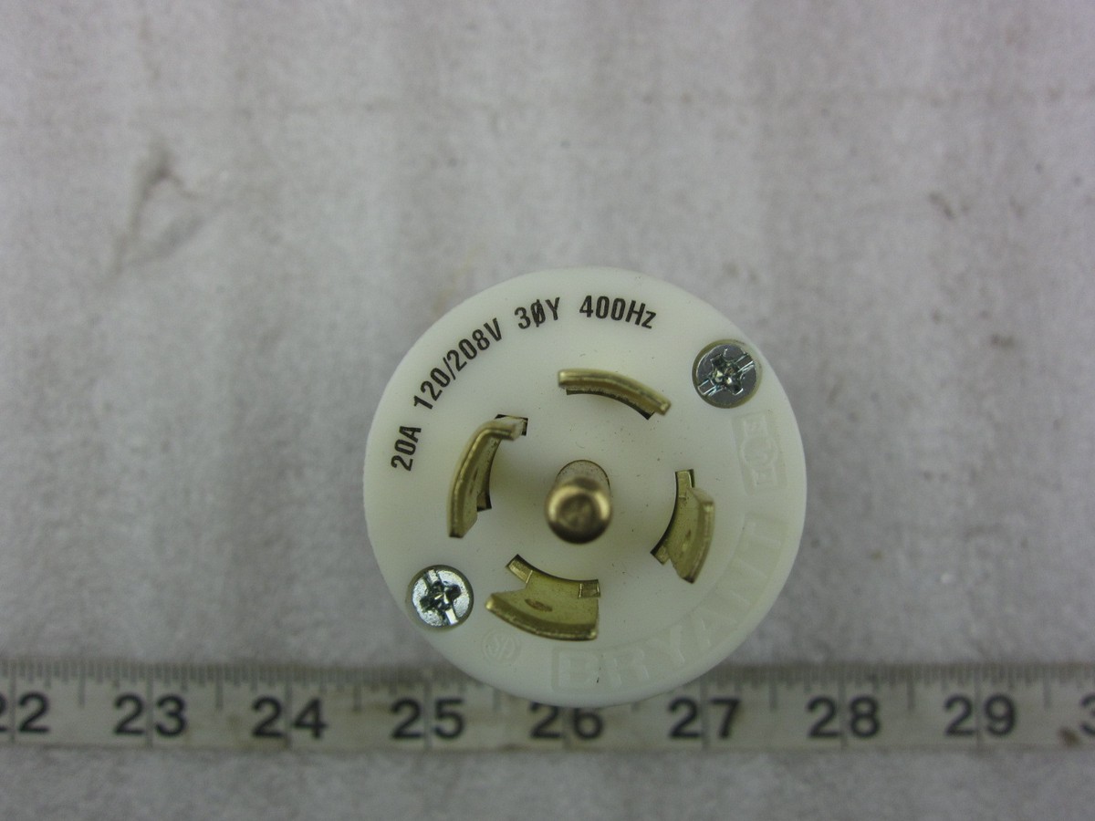 Hubbell Bryant 40045NP 20A 120/208V 3ØY 400Hz Locking Plug Non