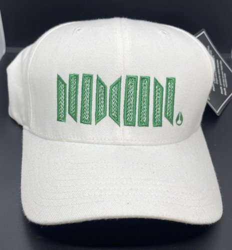 Nixon The Original Flexfit Fitted Hat Cap White & Green (S/M Small Medium) New