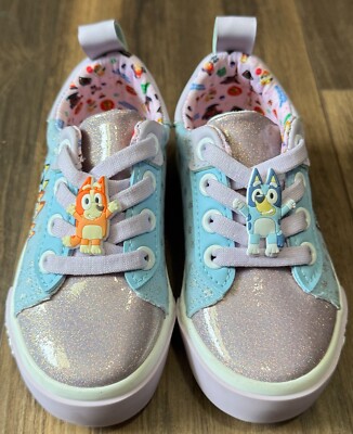 Bluey Bingo Ground Up Kids Tennis Shoes Size 8, Pastel Blue/Lavender