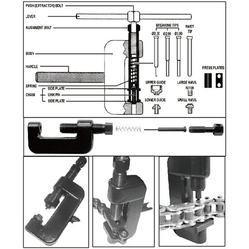 Motorcycle Bike Chain Breaker Cutter Link Removal Kit Riveter Riveting Tool - Picture 4 of 8