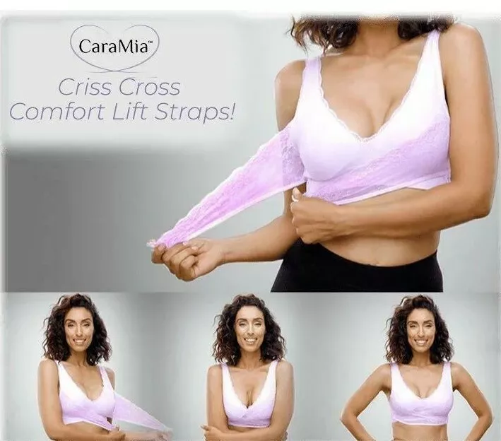 Cara Mia Front Cross Adjustable Side Bra WHITE (Size 2X) New